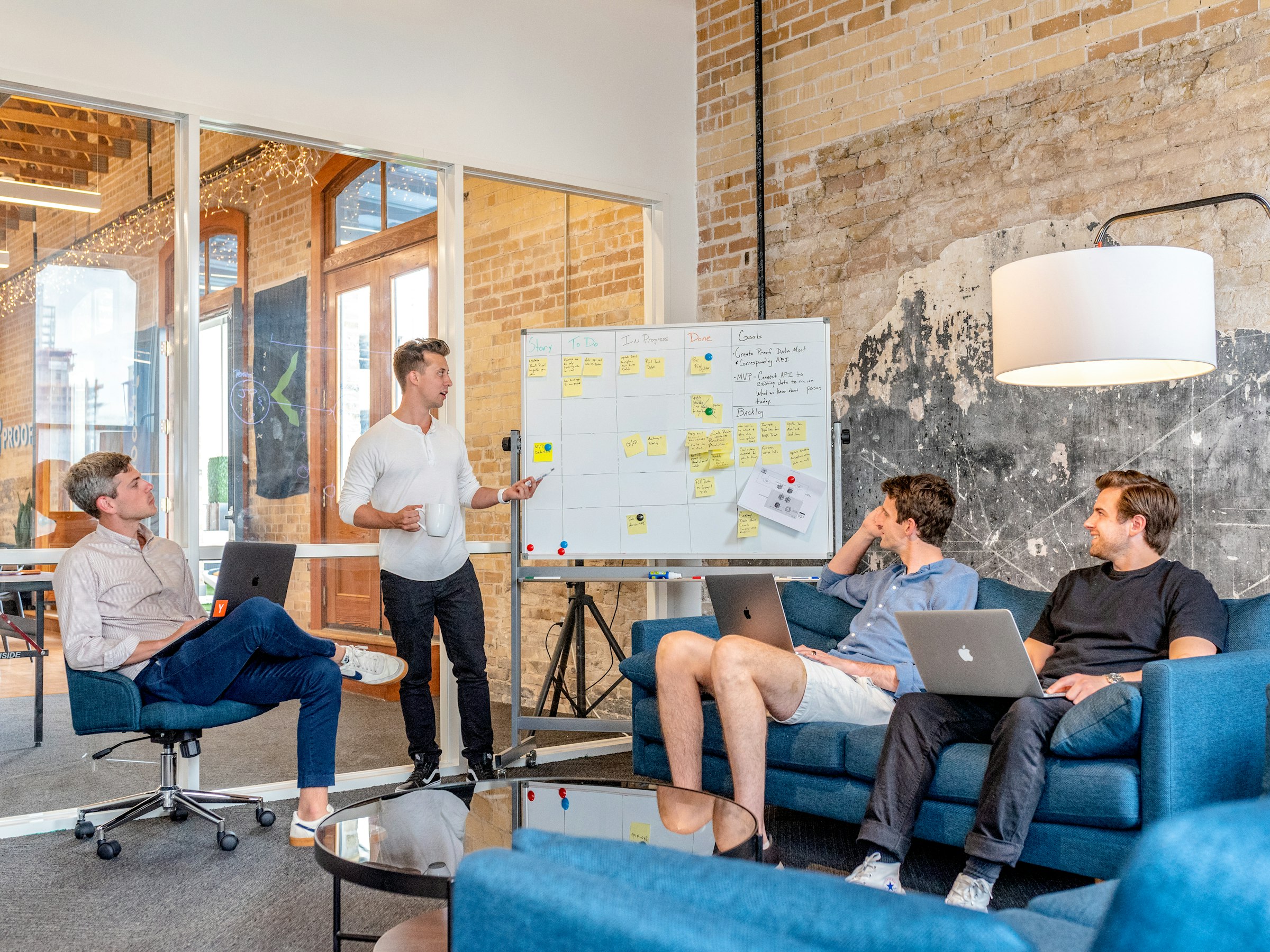 Team collaborating in a modern office